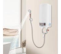 Chauffe-eau électrique - 50 l - 220 V - 2000 W - Fixation murale horizontale - IPX4 - Plage de température de chauffage 25-75 °C - Robinet électrique en acier inoxydable pour jardin, atelier, camping