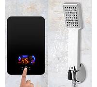 Chauffe-eau électrique électrique avec douche Salle de bain Kits Buse Sans réservoir Chaud Type instantané Chauffe-eau Sans réservoir Chauffe-eau Électronique (Noir)