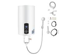 Chauffe-eau électrique instantané 2000 W - Chauffe-eau mural avec douchette et tuyaux - Plage de contrôle de la température : 25-75 °C - 50-120 l (blanc, 120 l)