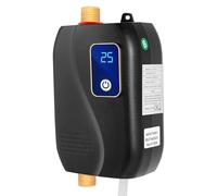 Chauffe-eau électrique instantané 3,5 kW 220 V avec douchette à main, pour l'eau dans la cuisine, le lavage quotidien et l'eau chaude pour le bain, 12,5 x 6,5 x 33 cm (noir)
