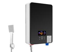Chauffe-eau électrique instantané 6,5 kW - 220 V - Mini chauffe-eau électrique instantané avec buse de douche - Système d'eau chaude sans réservoir pour salle de bain, cuisine, jardin - Avec affichage