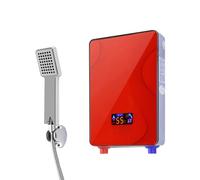 Chauffe-eau électrique instantané - 6500 W 220 V - Pour salle de bain, douche, salle de bain, 33 à 55 °C, numérique LED - Pour salle de bain, cuisine, hôtel - Rouge