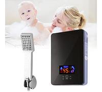Chauffe-eau électrique numérique sans réservoir d'eau chaude avec kit de douche Affichage LED Commande tactile Protection contre les pannes de courant