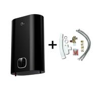 Chauffe Eau Electrique Plat Mural Multipositions Kimoro Noir 30 Litres Sannover + Kit d'Installation Complet NF