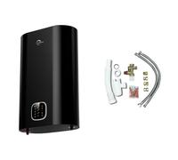 Chauffe Eau Electrique Plat Mural Multipositions Kimoro Noir 30 Litres Sannover + Kit d'Installation Complet NF