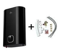 Chauffe Eau Electrique Plat Mural Multipositions Kimoro Noir 80 Litres Sannover + Kit d'Installation Complet NF