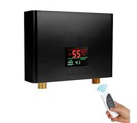 Chauffe-eau électrique sans réservoir - 3 kW 220 V - Petit chauffe-eau instantané - Sans réservoir - Pour cuisine, salle de bain - Suspendu au mur - 30 à 55 °C - Affichage numérique - Prêt à brancher