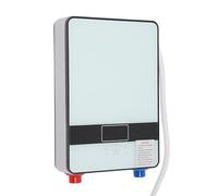 Chauffe-eau électronique instantané, chauffe-eau électrique avec douchette et écran LCD, température de fonctionnement 30-55°C, pour douche, salle de bain, 18,6 x 5,7 x 27,7 cm, blanc