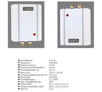 Thermoflow ELEX35 Elex 3,5 N Petit chauffe-eau instantané 230 V Blanc 167 x 130 x 68 mm