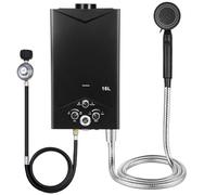 Chauffe eau gaz, chauffe eau instantané gaz portable 16L avec affichage numérique, chauffe eau camping car extérieur pour douche, camping, caravane, animaux, 4.21GPM, 68000 BTU
