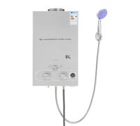 Chauffe Eau Gaz,Chauffe-Eau InstantanéE Au Gpl Sans RéServoir Avec Kit De Douche-Haute Efficacité,Pour Camping En Plein Air Et Douche En Vr -Argent (8L 16KW)