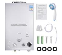 Chauffe-eau instantané à gaz 12 l, 24 kW GPL, chauffe-eau instantané super faible 0,5 bar, pression d'eau de démarrage, chauffe-eau portable à gaz, pour douche en extérieur, douche, salle de bain