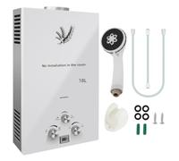 Chauffe-eau instantané à gaz de 18 l avec réglage de la température ± 1 ℉, montage mural peu encombrant pour maisons de vacances, petites maisons et douches dans toute la maison (LPG)
