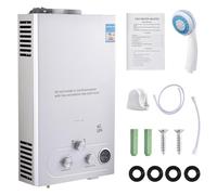 Chauffe-eau instantané au gaz 6 l, 12 kW GPL, chauffe-eau instantané super faible 0,5 bar, pression d'eau de démarrage, chauffe-eau portable à gaz, pour douche en extérieur, douche, salle de bain