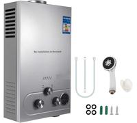 Chauffe-Eau Instantané au Gaz LPG, Acier Inoxydable, Options de Capacité Multiples, Chauffe-Eau à Gaz Portable avec Écran LED et Protections de Sécurité Multiples pour Salle de Bain Cuisine Maison