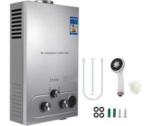 Chauffe-Eau Instantané au Gaz LPG, Acier Inoxydable, Options de Capacité Multiples, Chauffe-Eau à Gaz Portable avec Écran LED et Protections de Sécurité Multiples pour Salle de Bain Cuisine Maison