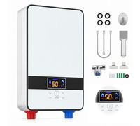 Chauffe-Eau Instantané Électrique 6500W 220V, Chauffe-Eau sans Réservoir Mural avec Douchette et Écran LED, Température Réglable, Eau Chaude pour Salle de Bain, Cuisine, Lavabo, Buanderie