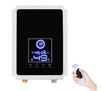 Chauffe eau instantané electrique, 6500w 220V Mini chauffe eau avec indicateur de température LED Télécommande, IPX4 Electrique Instant Petit chauffe-eau 30-55 °C