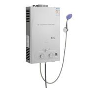 Chauffe-eau instantané sans réservoir LPG - Avec pommeau de douche et tuyau de douche - Pour une utilisation en extérieur dans la maison, les camping-cars - 12 l
