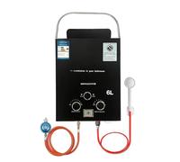 Chauffe-eau Portable Gaz Propane 6L, Chauffe-eau Camping Gaz de 12KW, Propane ou Butane, Chauffe de Douche de Camping 6l/min, Pour Douche Instantané Extérieure Chauffe, Hiver et Été (Noir)