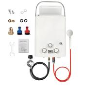Chauffe-eau portable sans réservoir, 40946 BTU Chauffage à gaz extérieur, 6 L, 1,58 GPM Eau chaude à la demande avec poignée et affichage numérique pour le camping