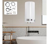 Chauffe-Eau Puissant Instantané Chauffe-eau Électrique à Réservoir Température Réglable Réservoir d'eau chaude murale 80L Pomme de Douche Salle de Bain 220V 2KW (50L)