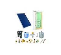 Chauffe-eau solaire : 1 capteur solaire fixation toiture inclinée + ballon ECS 200L blanc avec échangeur manuel