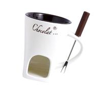 Chauffe-fondue en céramique unique pour chocolat et fromage avec fourchette et bougie chauffe-plat pour fromage