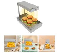 Chauffe-frites 750 W Lampe chauffante commerciale pour pont thermique avec éclairage, 56 x 33 x 46,5 cm, argent