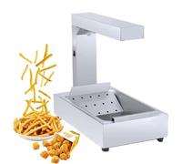 Chauffe-frites snack inox 1000W avec lampe chauffante et plateau égouttoir, réchaud professionnel compact, parfait pour fast-food, cantine scolaire et bar à snacks