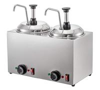 Chauffe-fromage commercial, distributeur à pompe à sauce 30-110°C avec 2 récipients de 2 L, chauffe-aliments en acier inoxydable, pompe à chaleur au chocolat pour fondant chaud