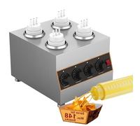 Chauffe-fromage commercial en acier inoxydable avec 4 bouteilles compressibles pour la restauration et le service alimentaire, haute efficacité et design durable