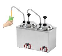 Chauffe-fudge chaud à double tête 1600 W, distributeur de fromage nacho professionnel avec pompe, température réglable, fondoir à fromage, fondoir à sauce électrique(5L)
