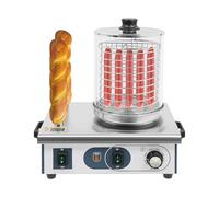 Chauffe-hot dogs 550 W en acier inoxydable - 2 barres chauffantes - Chauffe-saucisses professionnel - Chauffe-pain professionnel - Chauffe-saucisses - 50-300 °C - Pour snack-bar, camion, saucisses