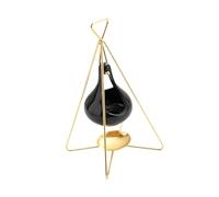Chauffe-huiles essentielles en porcelaine noir/doré sur cadre en fer et support en céramique Diffuseur de parfum pour spa longue durée