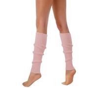 Chauffe-jambes 2025-80 et 90 pour femme, chaussettes côtelées fluo, accessoires élégants, chaussettes tricotées colorées fluorescentes en laine pour filles, sans motif, Rose, taille unique