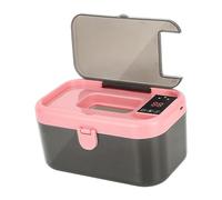 Chauffe-lingettes et distributeur USB portable avec veilleuse, 3 températures réglables 55/60/65°C, capacité 100 lingettes, pour soins bébé- Rose