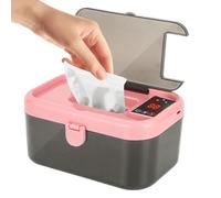 Chauffe-lingettes pour bébé - Étui chauffant mobile alimenté par USB, distributeur de serviettes humides éclairé avec lumière LED et fonction de chaleur douce, support compact pratique pour véhicule,