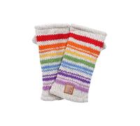 Chauffe-mains en laine pour femme - Doublure polaire - Rayures tricotées à la main - Multicolore - Taille unique - Fait à la main - Pachamama - Commerce équitable, Avoine multicolore, M