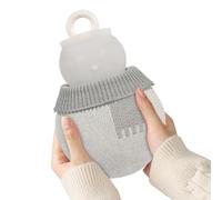 Chauffe-mains en silicone - Design de 320 ml, bouteille anti-fuite, passe au micro-ondes, housse en tricot incluse, petite pochette, accessoire confortable pour l'hiver par temps froid pour un usage