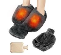 Chauffe-pieds Bouillotte : 2L Grande Bouillotte pour Pieds, 2 en 1 Chauffe-pieds sans Électricité pour Femmes/Hommes/Adultes, Bouillotte Souple pour Pieds pour Maison, Extérieur, Bureau (39×37cm Gris)