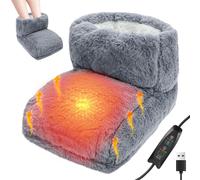 Chauffe-pieds chauffant - Chauffe-pieds USB en peluche avec fonction minuterie et température réglable - Pour la maison et le bureau - Idéal pour les pieds chauds en hiver (gris)