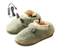 Chauffe-pieds rechargeable, pantoufles chauffantes électriques - Chaussons chauffants chauffe-pieds pantoufles en peluche - Chaussures chauffantes USB pour maison, pelucheuses, chauffe-pied