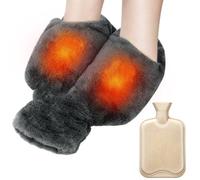 Chauffe-pieds sans électricité - 2 l - Super doux et chaud - Coussinets de chauffage 2 en 1 pour homme et femme - Chauffe-pieds pour pieds froids en hiver - Housse en peluche amovible - Idéal pour les