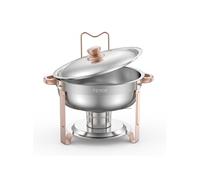 VEVOR Chauffe-Plat 4PCs 4,6 L, Buffet Chauffant Rond, Réchaud en Acier Inoxydable, avec 4 Bacs Pleine Grandeur, Couvercle et Pince, pour Buffet Libre-Service Hôtel Traiteur Restauration, Or Rose
