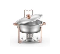 Chauffe-Plat 4,6L Réchaud Avec 4 Bacs Pleine Grandeur Couvercle Et Pince Or Rose