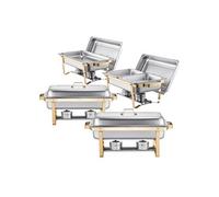 VEVOR Buffet chauffant 4 pièces 7,5 L inox, 2 bacs pleine taille + 6 demi-taille, doré