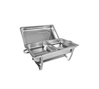 Chauffe-Plat à Deux Compartiment avec Couvercle et Deux Récipient en Inox Cheffinger Argent Argent G