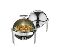 VEVOR Chauffe-Plat Lot de 2 Bacs Ronds de 5,5 L Buffet Chauffant à Combustible Réchaud Inox Alimentaire Récipient Maintient au Chaud Couvercle Enroulable Buffet en Libre-Service Hôtel Restauration