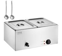 VEVOR Chauffe-Plat Buffet Bain-Marie Électrique de Comptoir 2 Bacs en Inox 17 L